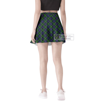 Gordon Tartan Women's Plated Mini Skirt Cross Style