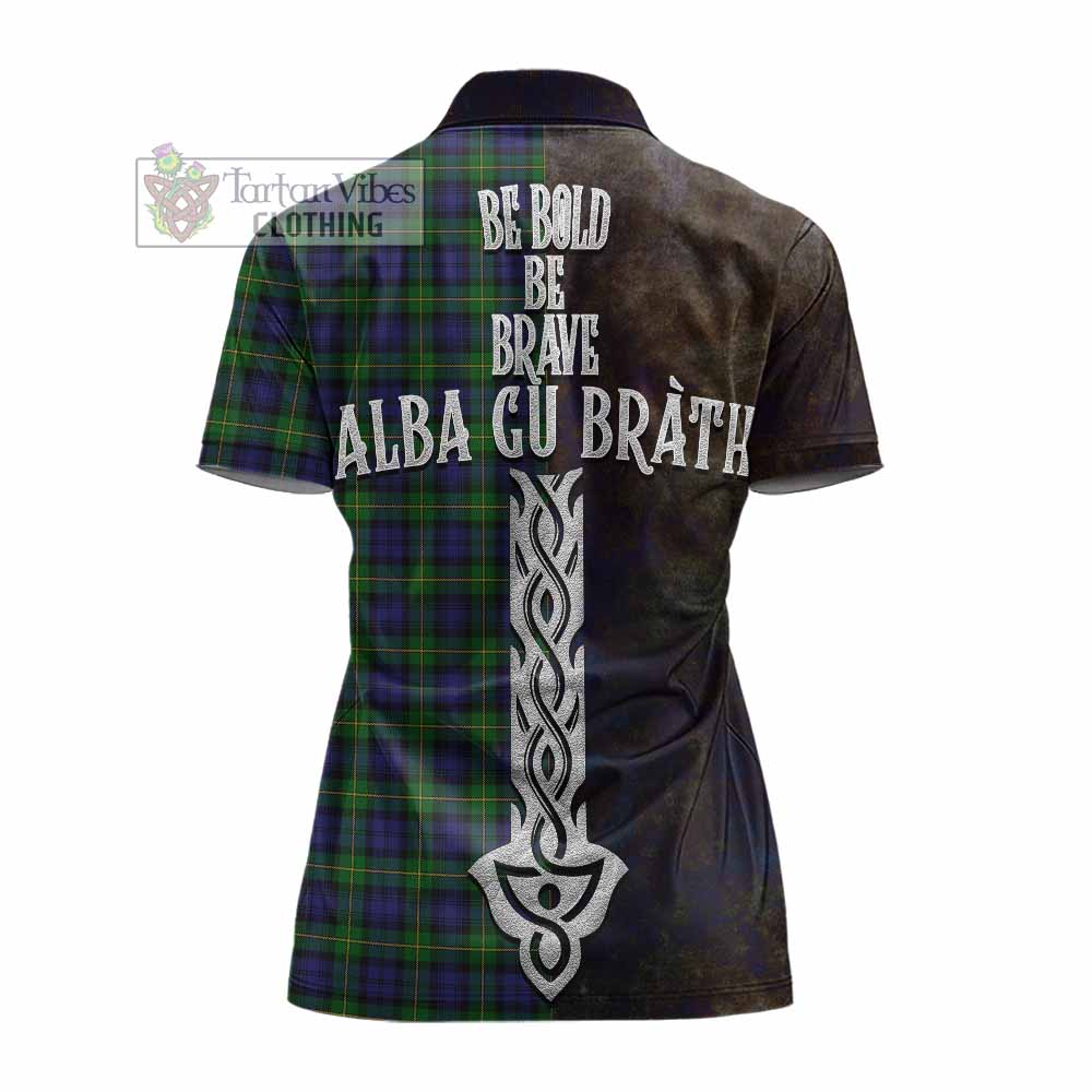 Tartan Vibes Clothing Gordon Tartan Family Crest Women's Polo Shirt Alba Gu Brath Be Brave Lion Ancient Style