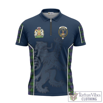 Tartan Vibes Clothing Gordon Tartan Zipper Polo Shirt with Family Crest and Lion Rampant Vibes Sport Style