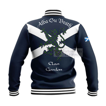 Gordon Tartan Lion Rampant Baseball Jacket Proudly Display Your Heritage with Alba Gu Brath and Clan Name