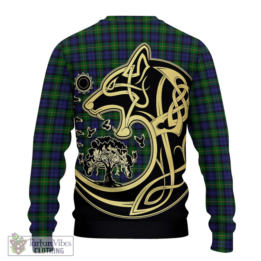 Gordon Tartan Knitted Sweater with Family Crest Celtic Wolf Style - Tartan Vibes Clothing