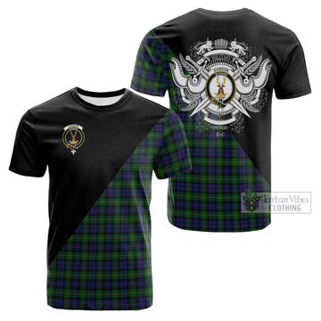 Tartan Vibes Clothing Gordon Tartan Cotton T-shirt with Family Crest and Military Logo Style