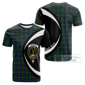 Tartan Vibes Clothing Gordon Tartan Cotton T-shirt with Family Crest Circle Style