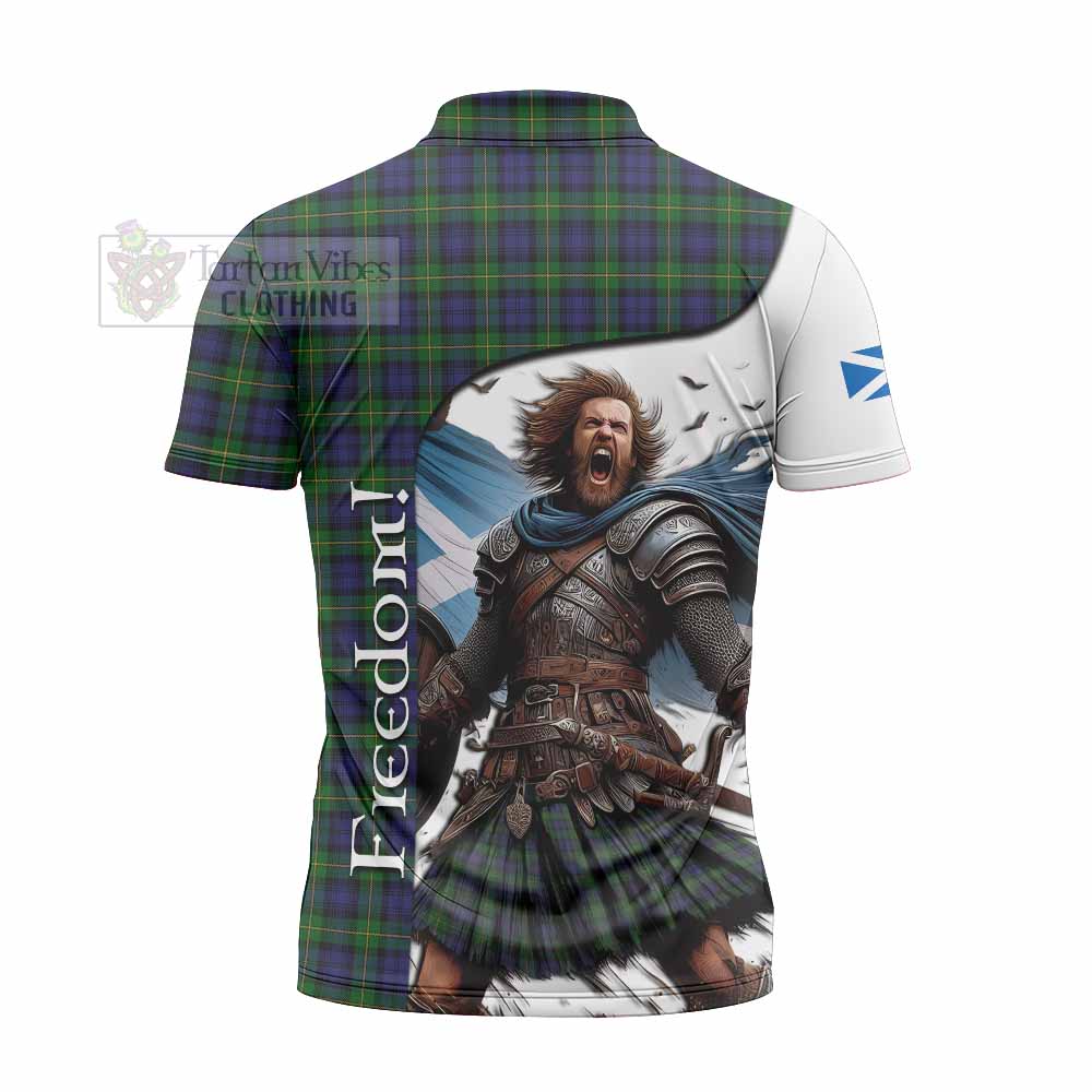 Tartan Vibes Clothing Gordon Crest Tartan Zipper Polo Shirt Inspired by the Freedom of Scottish Warrior