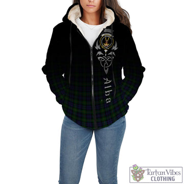 Gordon Tartan Sherpa Hoodie Featuring Alba Gu Brath Family Crest Celtic Inspired