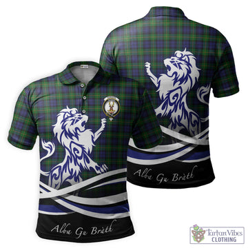 Gordon Tartan Polo Shirt with Alba Gu Brath Regal Lion Emblem