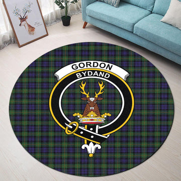 gordon-tartan-round-rug-with-family-crest