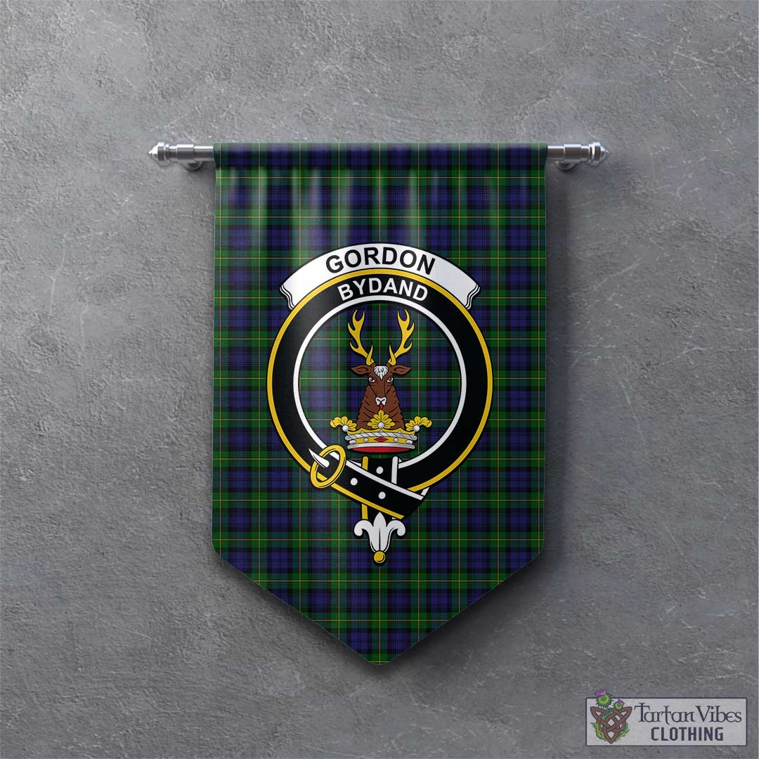 Tartan Vibes Clothing Gordon Tartan Gonfalon, Tartan Banner with Family Crest