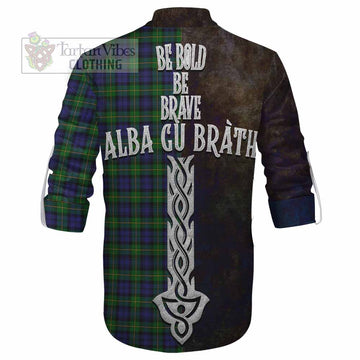 Gordon Tartan Family Crest Ghillie Kilt Shirt Alba Gu Brath Be Brave Lion Ancient Style