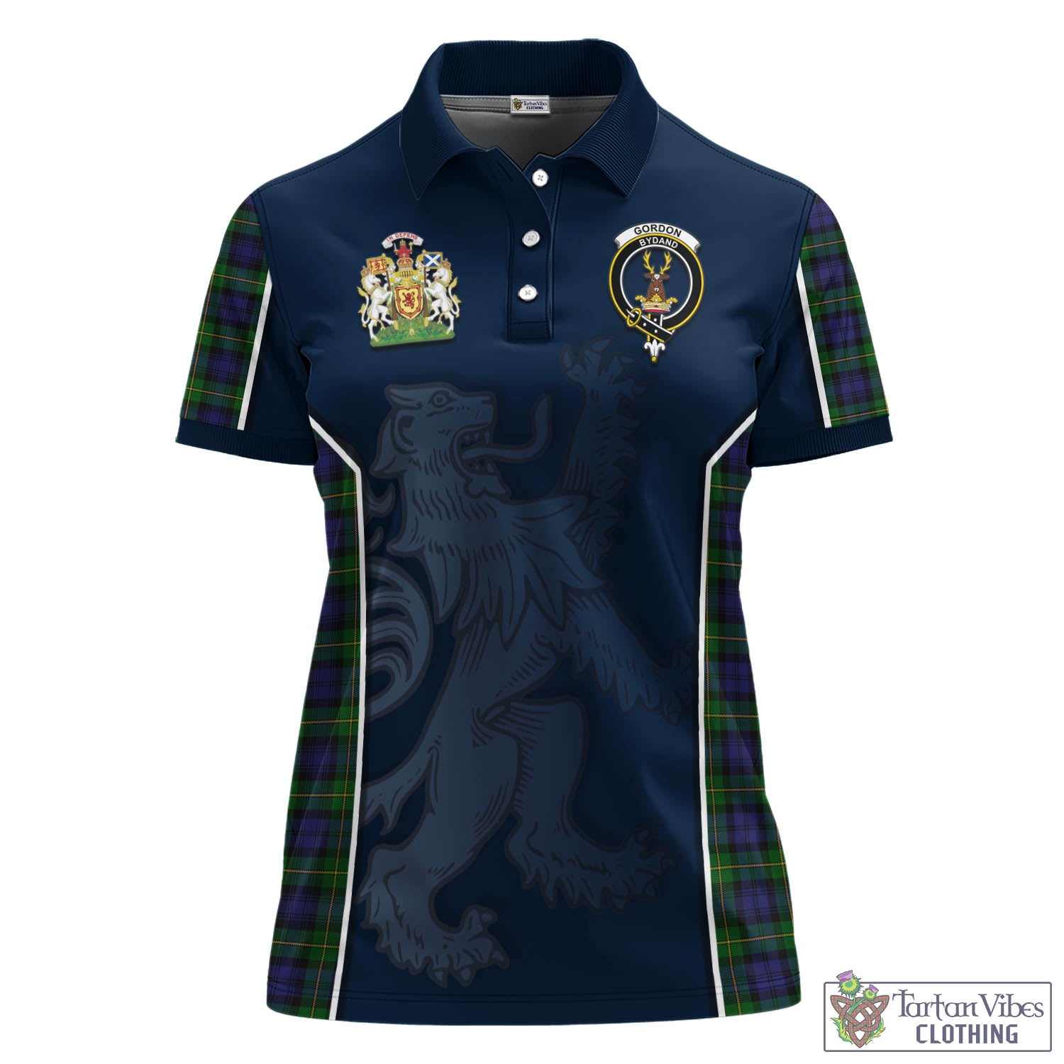 Tartan Vibes Clothing Gordon Tartan Women's Polo Shirt with Family Crest and Lion Rampant Vibes Sport Style