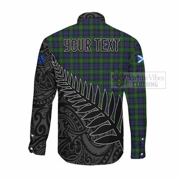 Gordon Crest Tartan Long Sleeve Button Shirt with New Zealand Silver Fern Half Style
