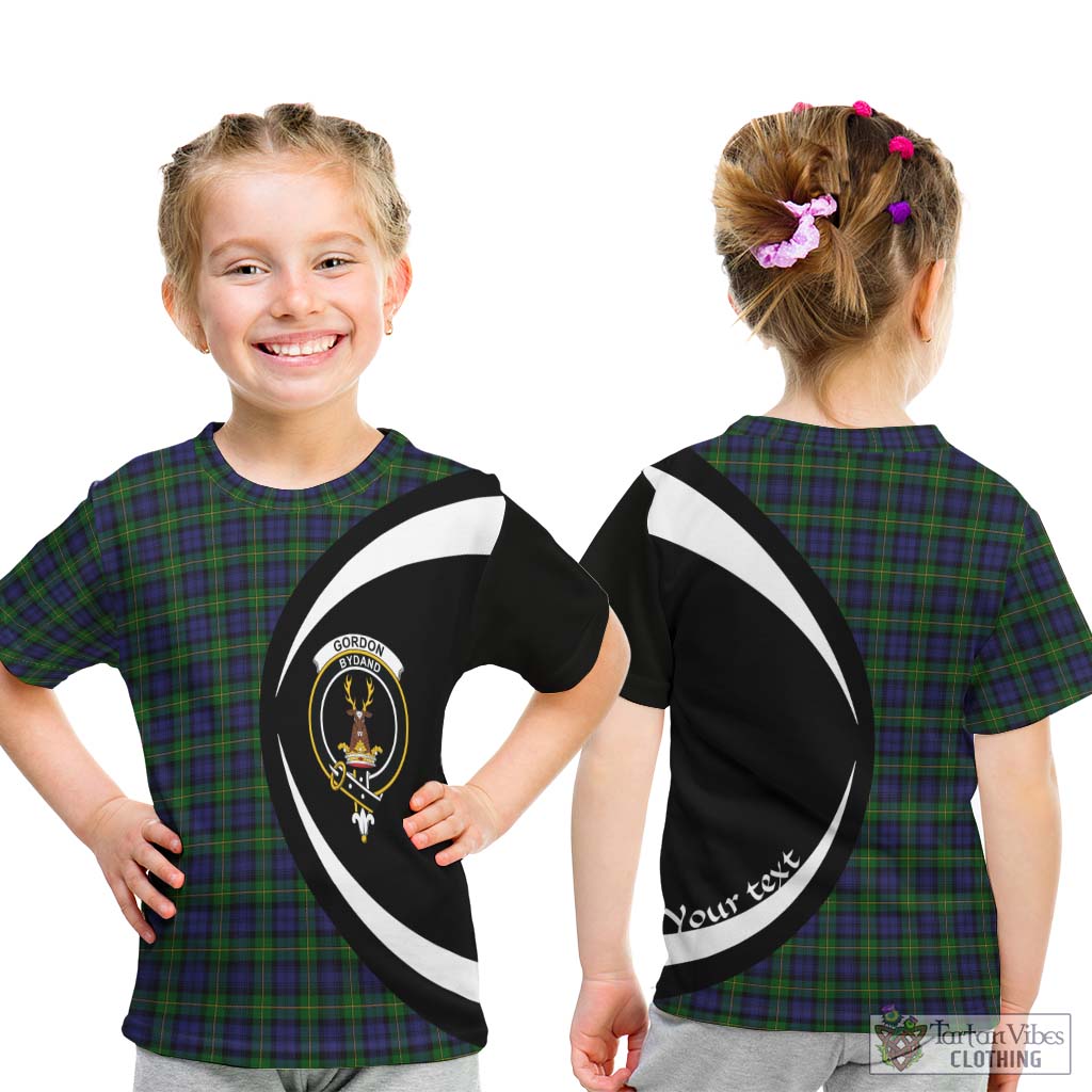 Gordon Tartan Kid T-Shirt with Family Crest Circle Style - Tartan Vibes Clothing