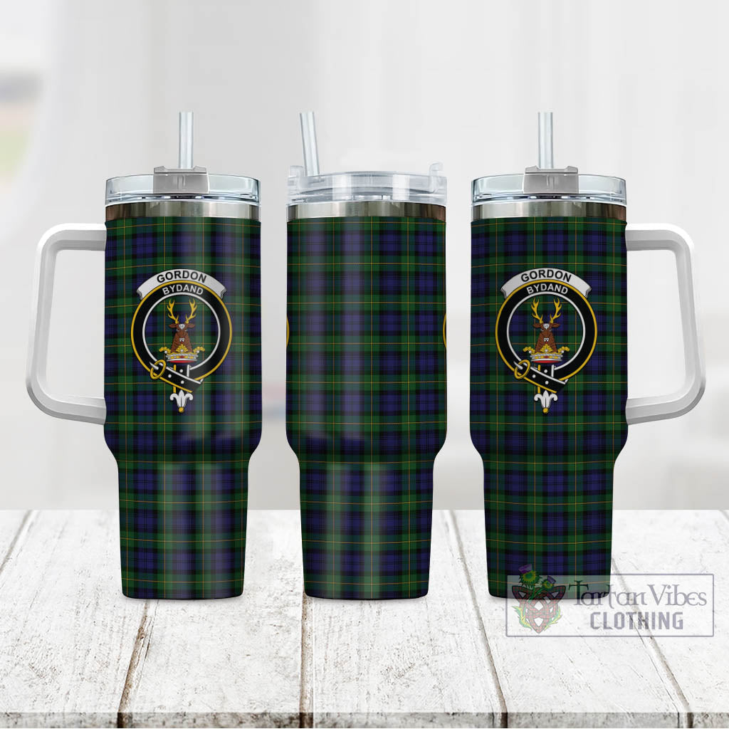 Tartan Vibes Clothing Gordon Tartan and Family Crest Tumbler with Handle