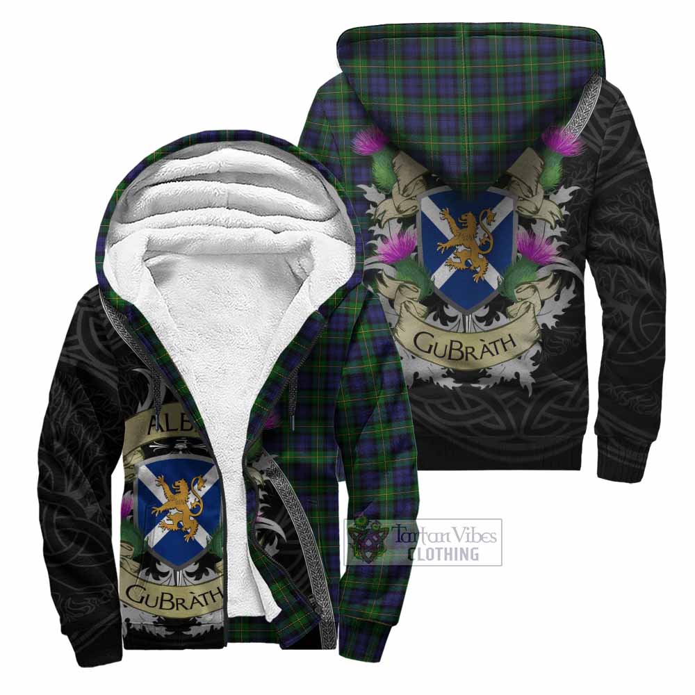 Tartan Vibes Clothing Gordon Tartan Family Crest Sherpa Hoodie Lion Rampant Royal Thistle Shield Celtic Inspired
