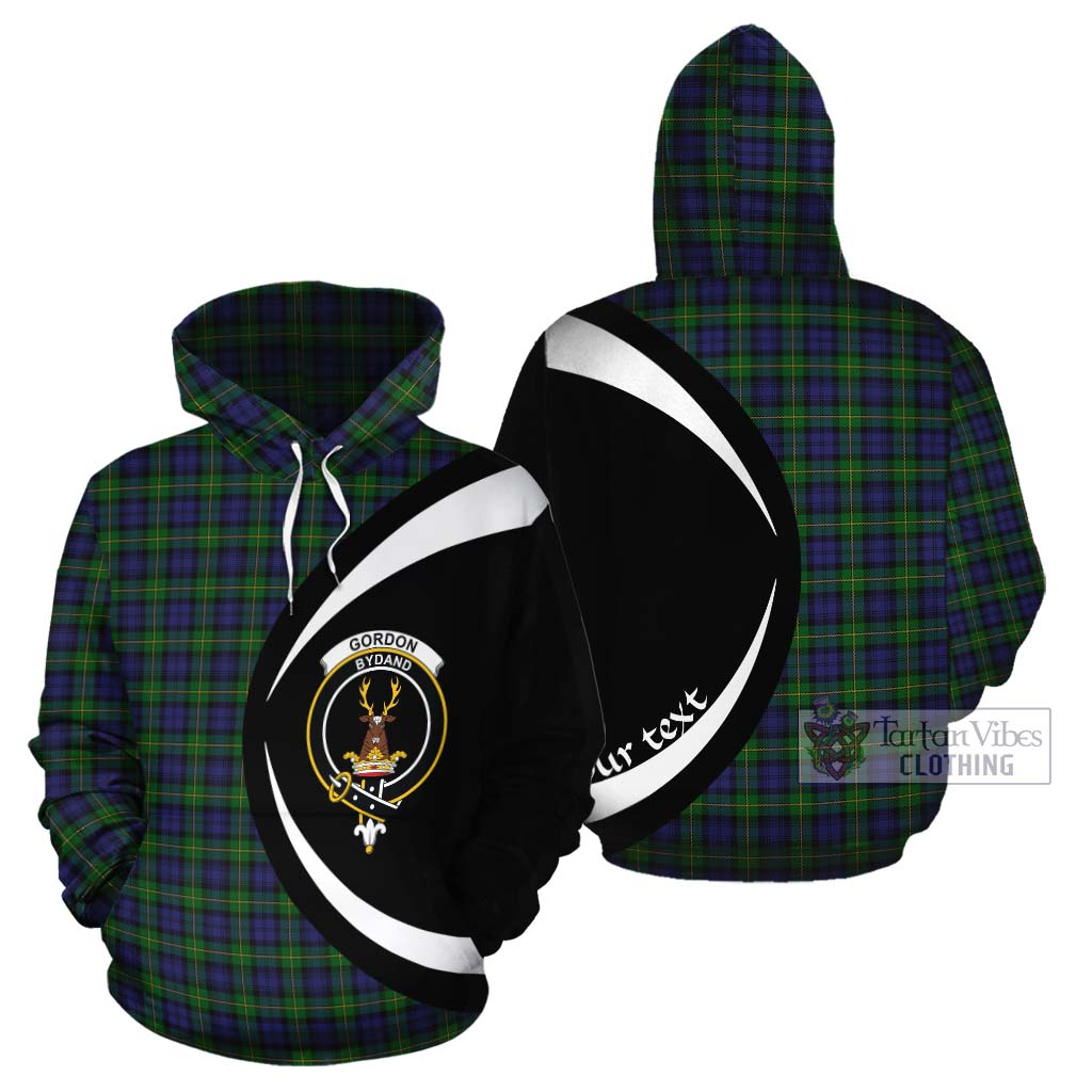 Tartan Vibes Clothing Gordon Tartan Cotton Hoodie with Family Crest Circle Style
