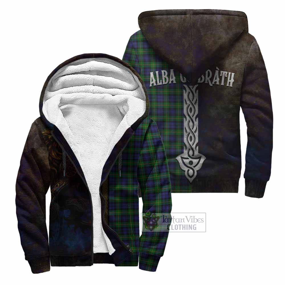 Tartan Vibes Clothing Gordon Tartan Family Crest Sherpa Hoodie Alba Gu Brath Be Brave Lion Ancient Style