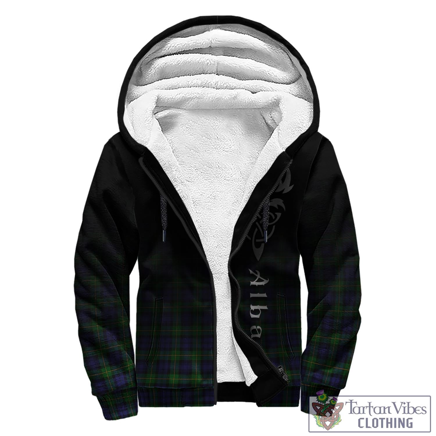 Gordon Tartan Sherpa Hoodie Featuring Alba Gu Brath Family Crest Celtic Inspired - Tartan Vibes Clothing