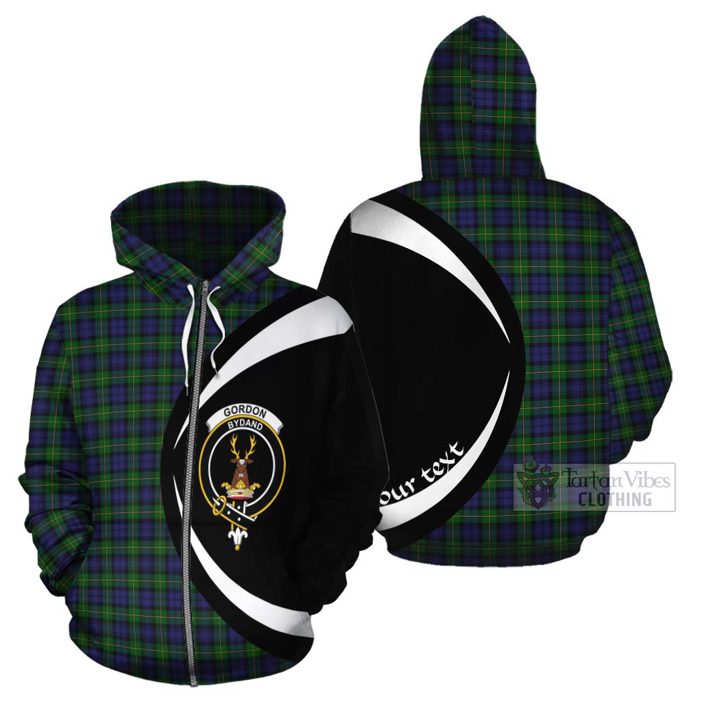 Tartan Vibes Clothing Gordon Tartan Cotton Hoodie with Family Crest Circle Style