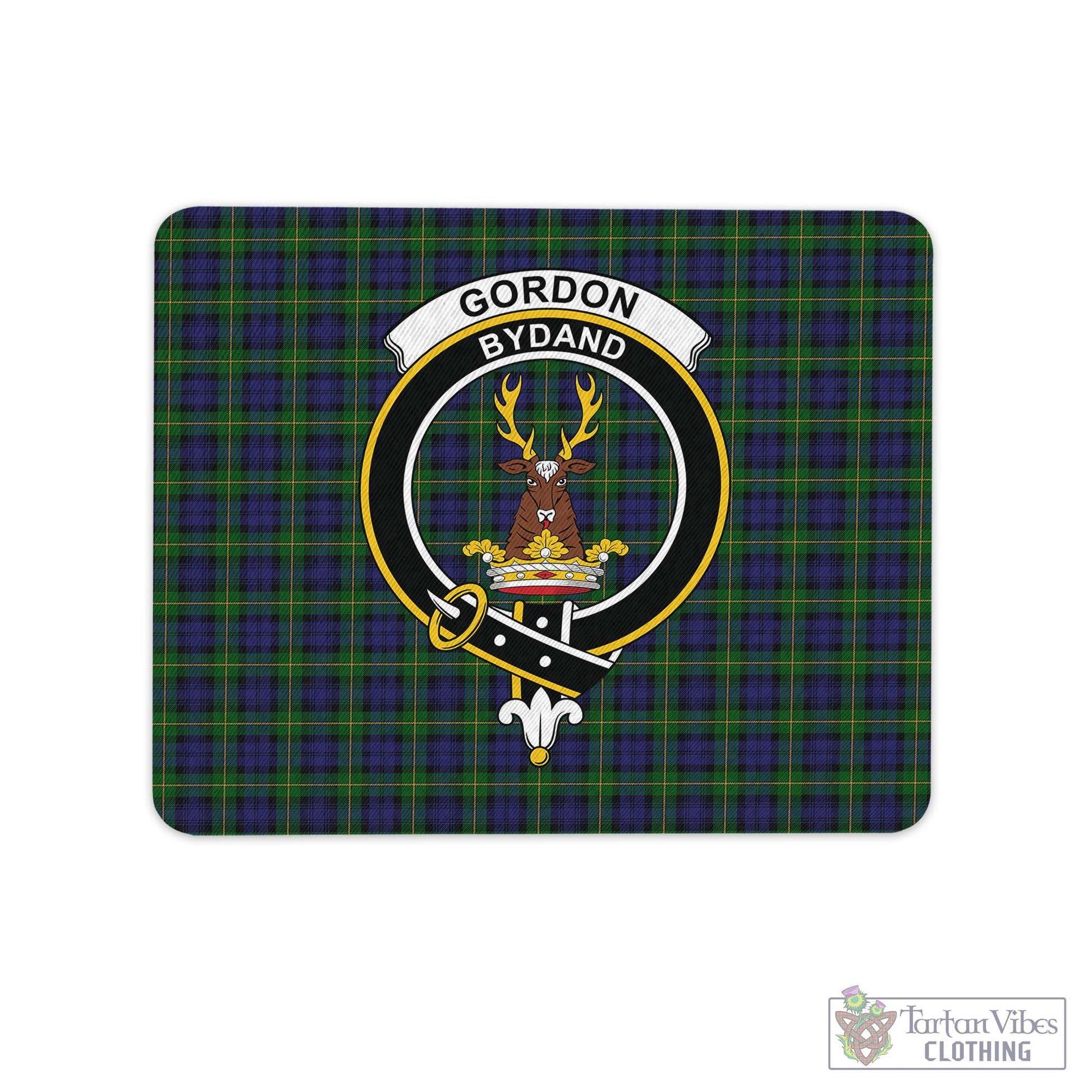 Tartan Vibes Clothing Gordon Tartan Mouse Pad with Family Crest