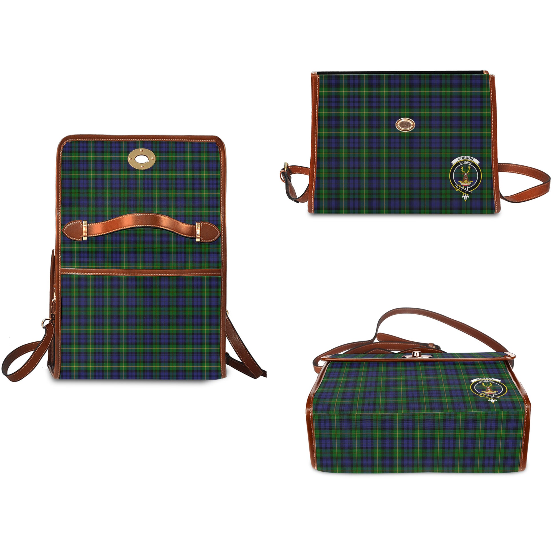 gordon-tartan-leather-strap-waterproof-canvas-bag-with-family-crest