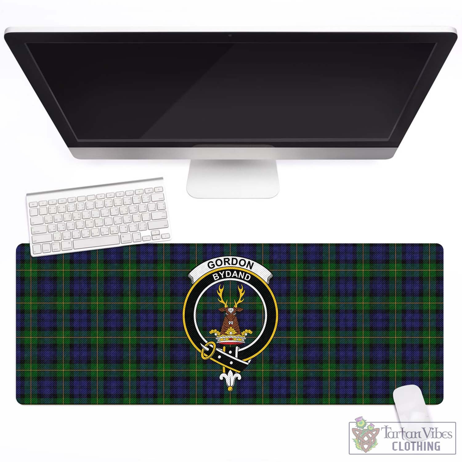 Tartan Vibes Clothing Gordon Tartan Mouse Pad with Family Crest