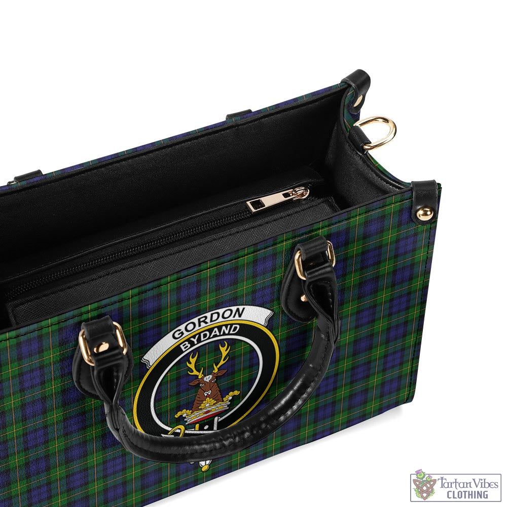 Tartan Vibes Clothing Gordon Tartan Luxury Leather Handbags with Family Crest