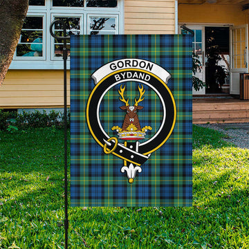 Gordon Ancient Tartan Flag with Family Crest