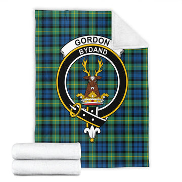 Gordon Ancient Tartan Blanket with Family Crest