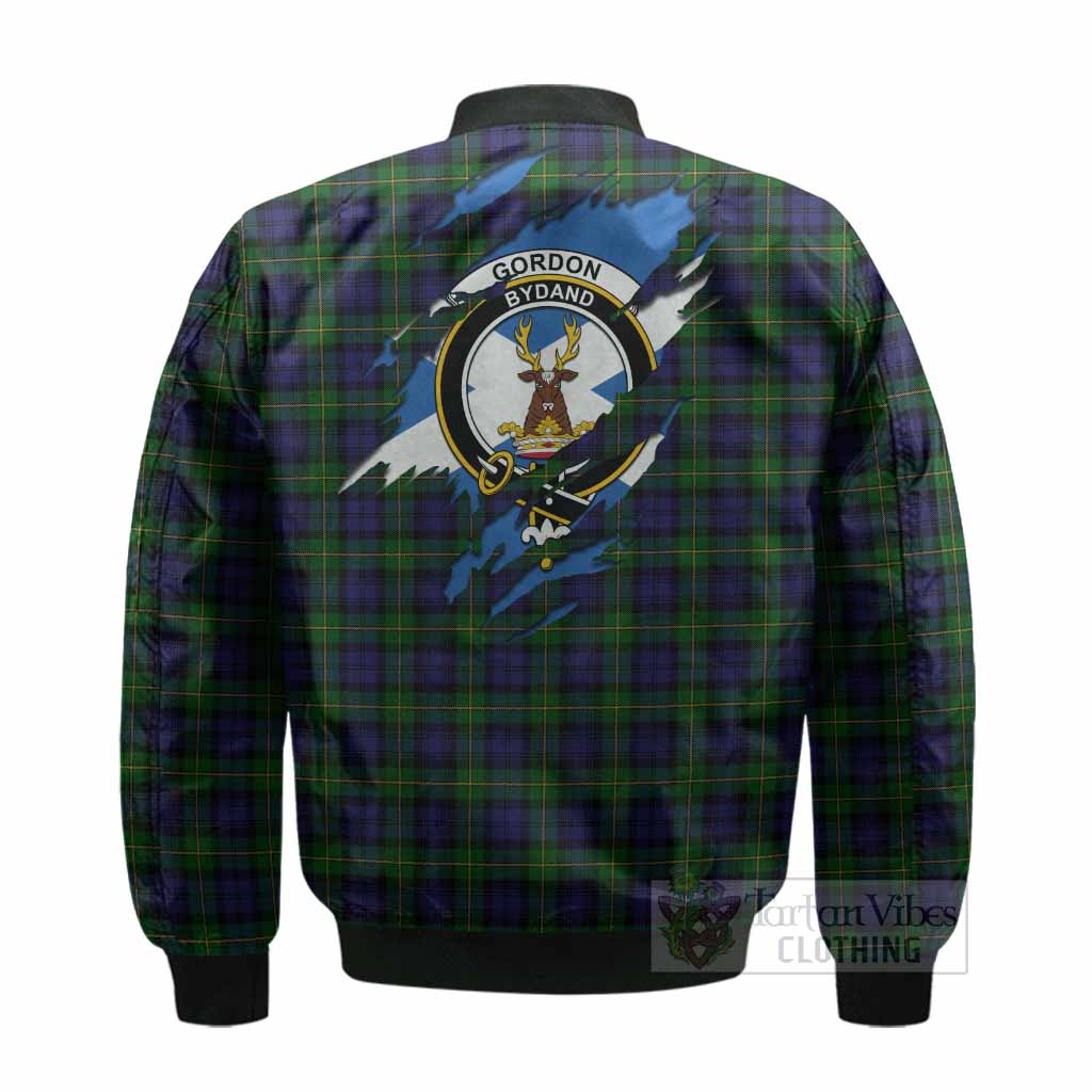 Gordon Clan Crest In Me Tartan Bomber Jacket Scotland Flag Style