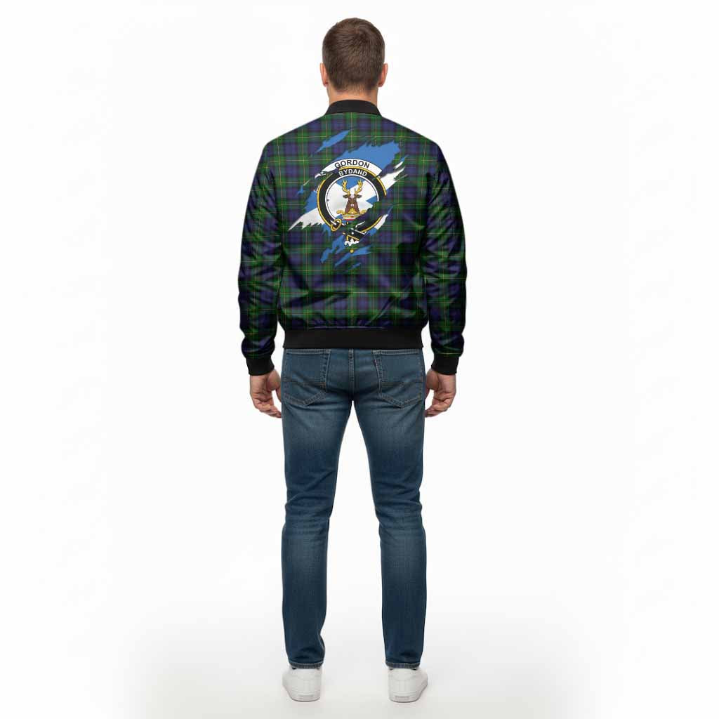 Gordon Clan Crest In Me Tartan Bomber Jacket Scotland Flag Style