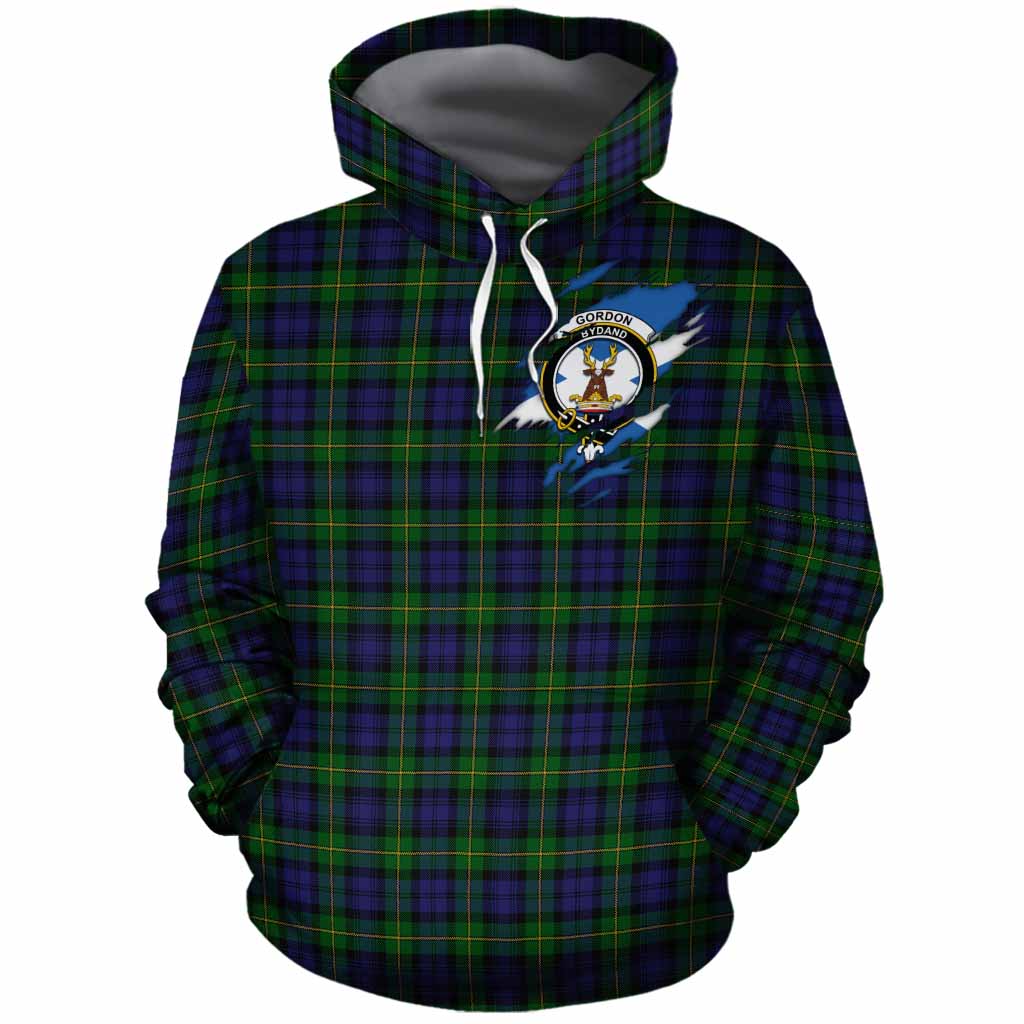 Gordon Clan Crest In Me Tartan Cotton Hoodie Scotland Flag Style