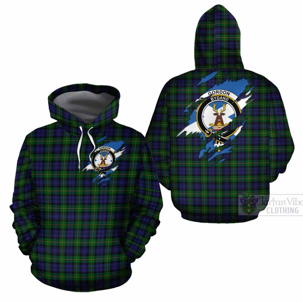 Gordon Clan Crest In Me Tartan Cotton Hoodie Scotland Flag Style