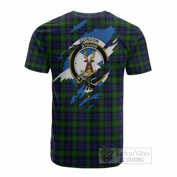 Gordon Clan Crest In Me Tartan Cotton T-shirt Scotland Flag Style