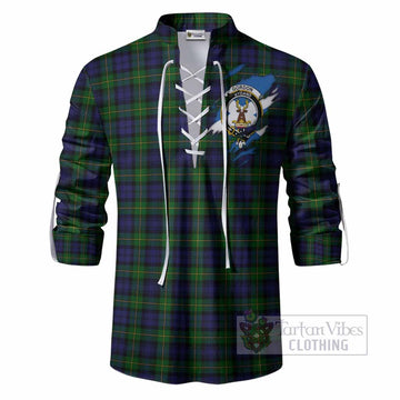 Gordon Clan Crest In Me Tartan Ghillie Shirt Scotland Flag Style
