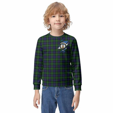 Gordon Clan Crest In Me Tartan Kid Knitted Sweatshirt Scotland Flag Style