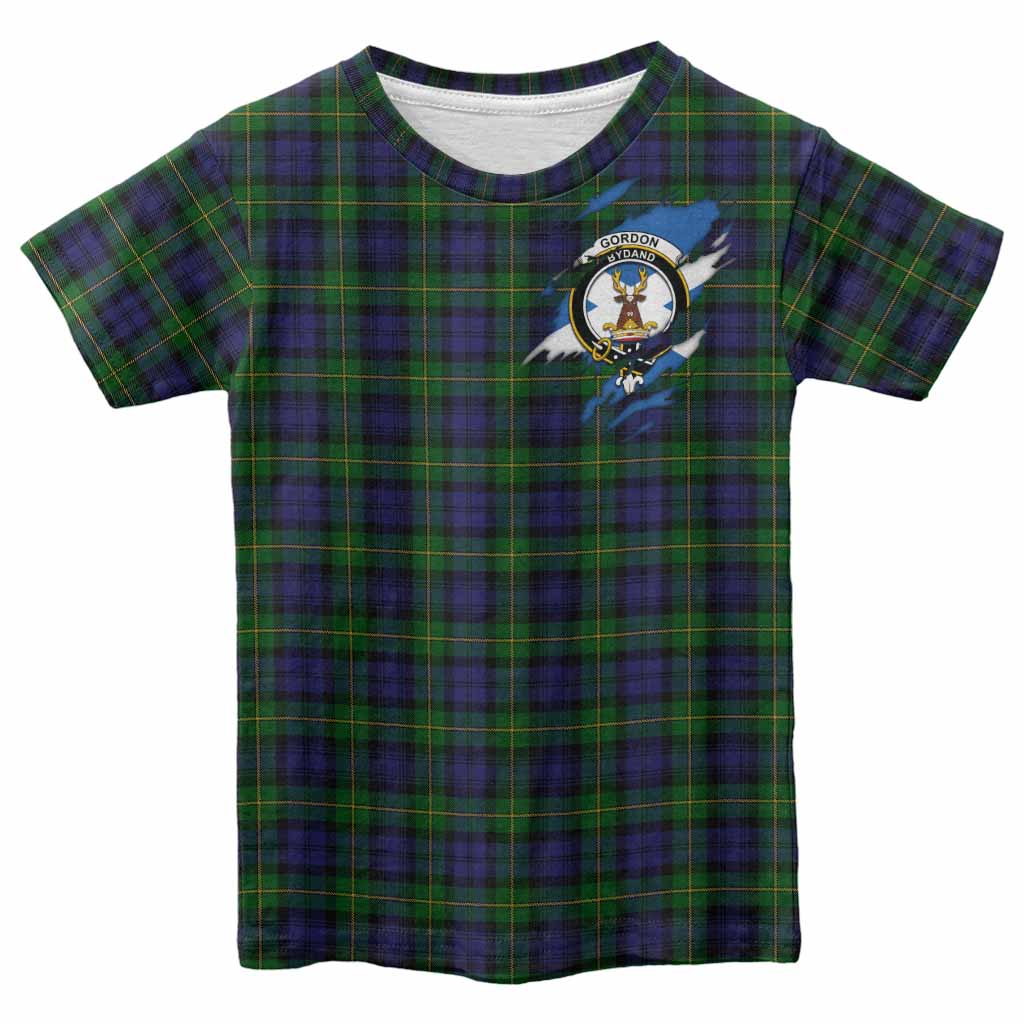 Gordon Clan Crest In Me Tartan Kid T-shirt Scotland Flag Style