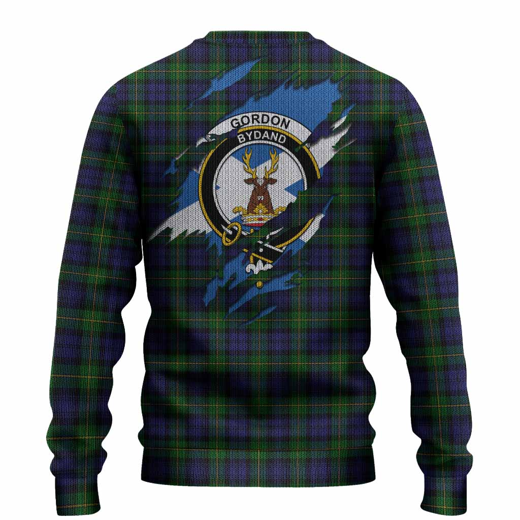 Gordon Clan Crest In Me Tartan Knitted Sweater Scotland Flag Style