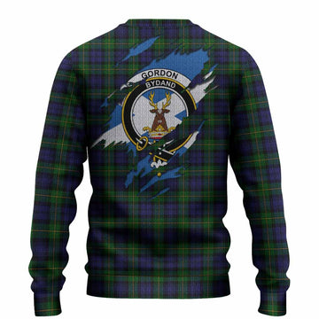 Gordon Clan Crest In Me Tartan Knitted Sweater Scotland Flag Style
