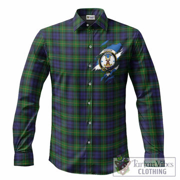 Gordon Clan Crest In Me Tartan Long Sleeve Button Shirts Scotland Flag Style