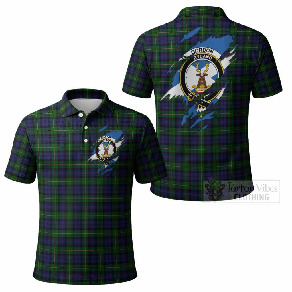 Gordon Clan Crest In Me Tartan Polo Shirt Scotland Flag Style