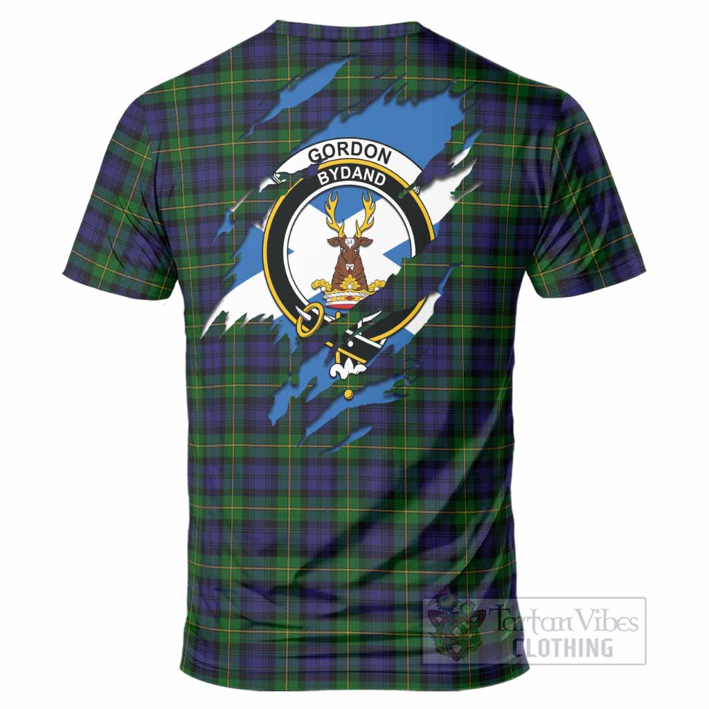 Gordon Clan Crest In Me Tartan T-Shirt Scotland Flag Style
