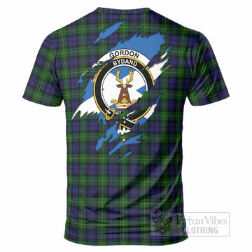 Gordon Clan Crest In Me Tartan T-Shirt Scotland Flag Style