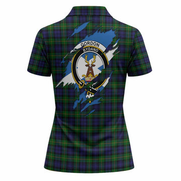Gordon Clan Crest In Me Tartan Women Polo Shirt Scotland Flag Style