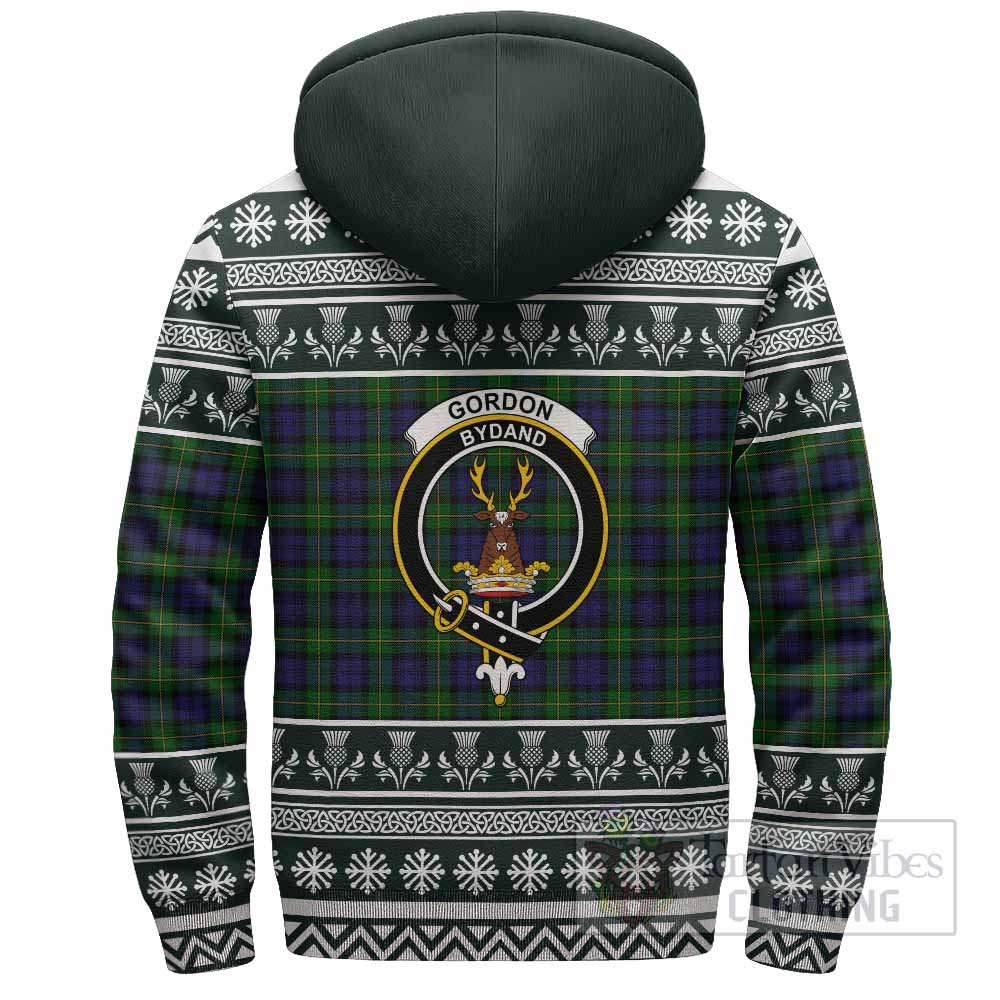 Gordon Clan Tartan Christmas Fleece Hoodie with Family Crest - Tartan Vibes Clothing