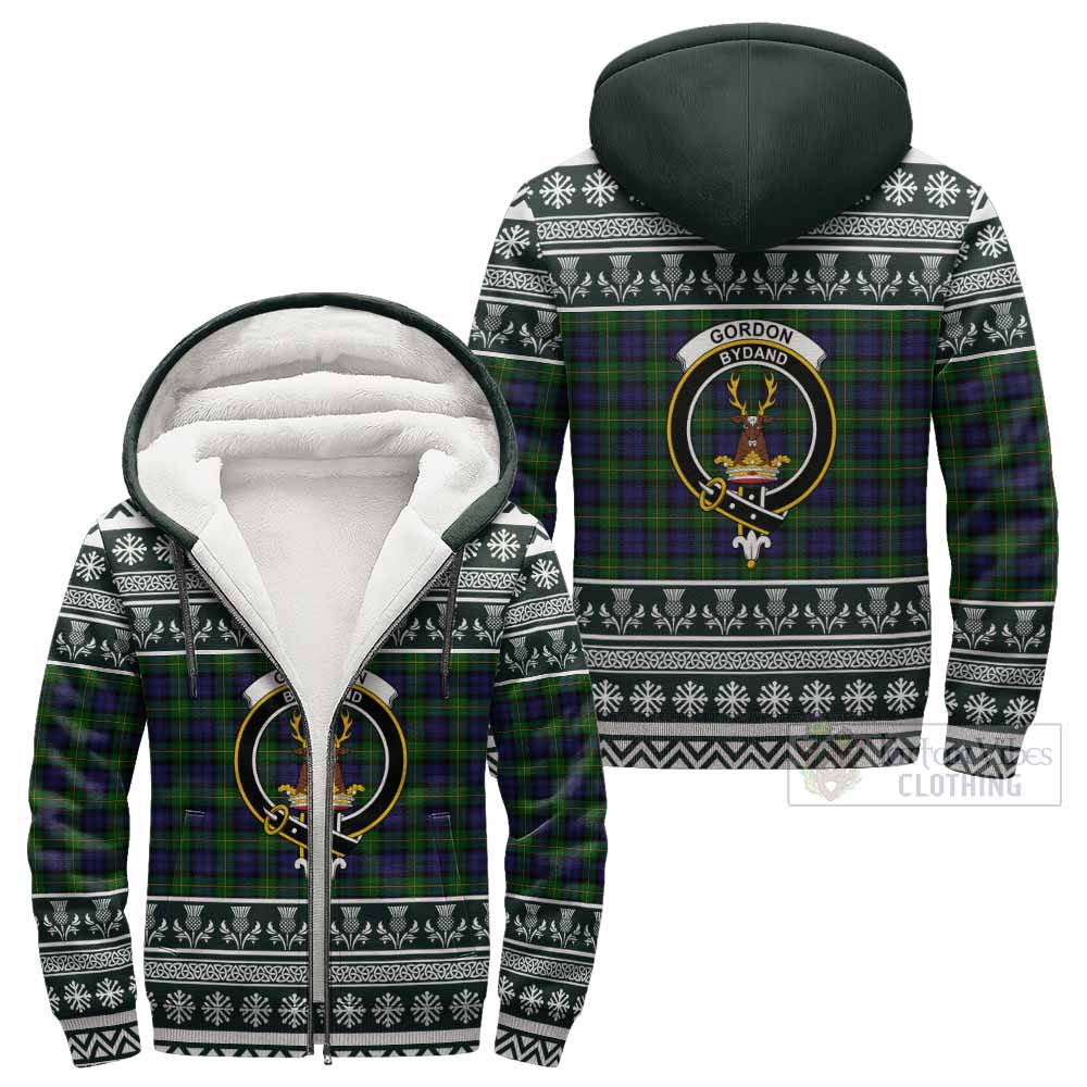 Gordon Clan Tartan Christmas Fleece Hoodie with Family Crest - Tartan Vibes Clothing
