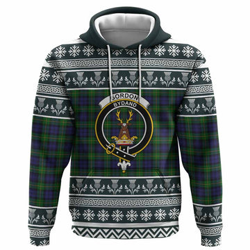 Gordon Clan Tartan Christmas Hoodie with Family Crest