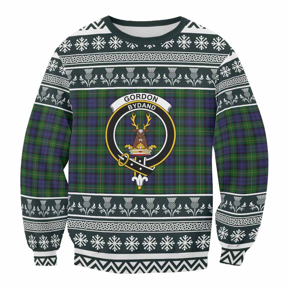 Gordon Clan Tartan Christmas Sweatshirt with Family Crest - Tartan Vibes Clothing