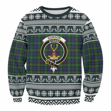 Gordon Clan Tartan Christmas Sweatshirt with Family Crest