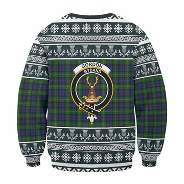 Gordon Clan Tartan Christmas Sweatshirt with Family Crest