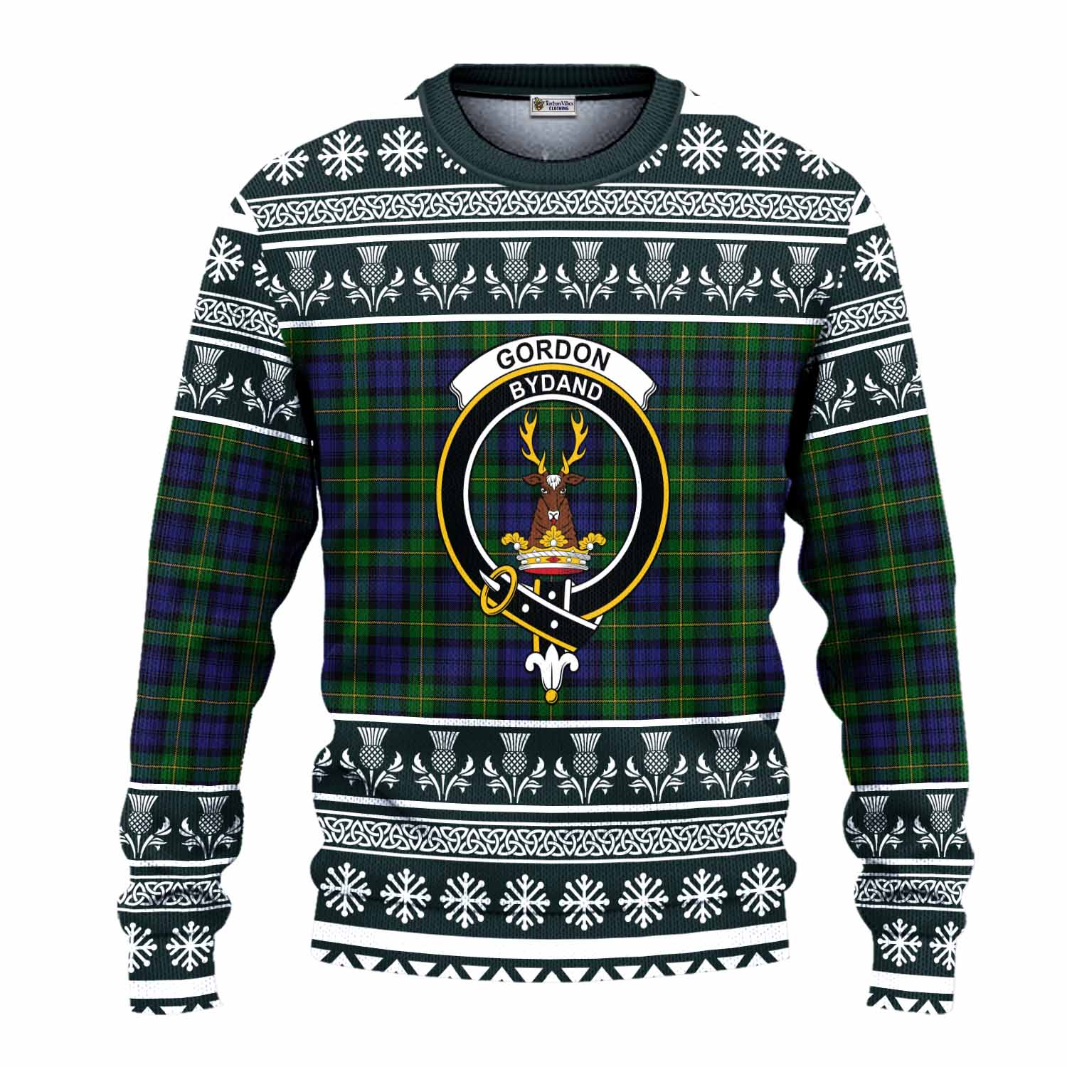 Gordon Clan Tartan Christmas Ugly Sweater with Family Crest - Tartan Vibes Clothing